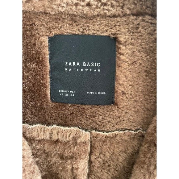 ZARA olive green brown faux suede/sherpa teddy moto jacket Sz. XS - Picture 4 of 9